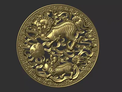 lions playing 3D print model