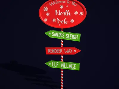 North Pole Sign  Low-poly 3D model