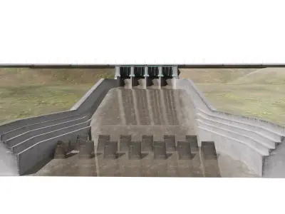 Embankment dam Low-poly 3D model