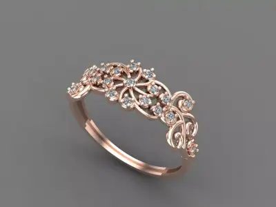 Womens Diamond Signet Ring Women Rings 3dmodels 3D print model 3D print model 37