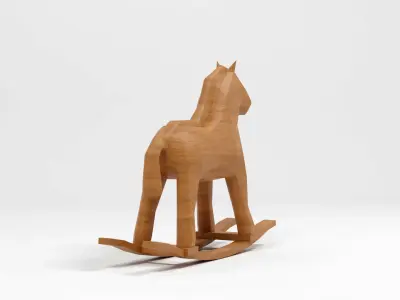 Wooden horse toy 3d model Low-poly 3D model