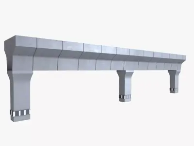 Metro Bridge Modular Low-poly 3D model