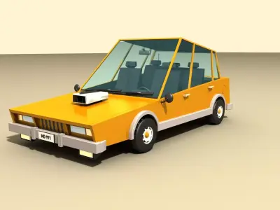 CAR 2 taxi Low-poly 3D model