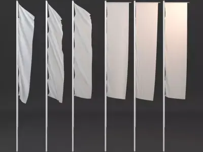 Animated Flagpoles 3D model