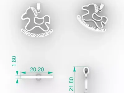 Luxury Baby Diamond Rocking Horse Charm Model 3D print model