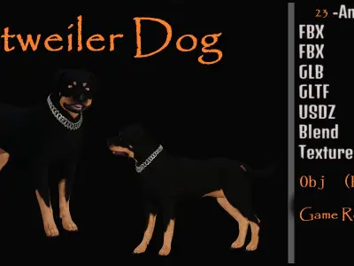 Rottweiler Dog Low-poly 3D model