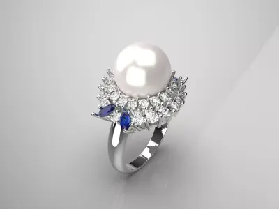 woman pearl jewelry ring pr0016 3D print model