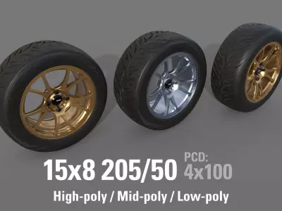 Konig Freeform 15x8 with Federal 595 RS 205 50 Low-poly 3D model