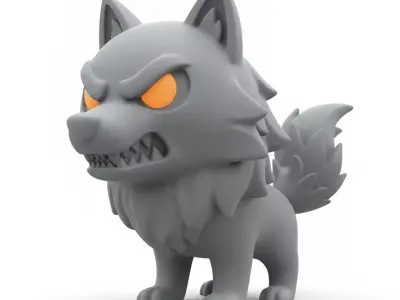 3D Model of Gray Wolf Halloween Night Creature Spooky Animal 3D print model