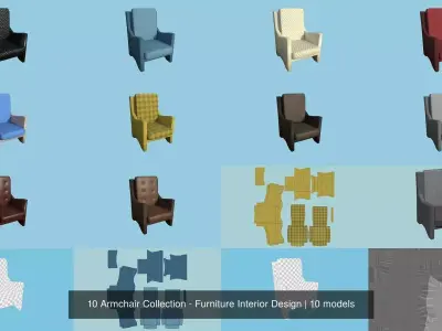 10 Armchair Collection - Furniture Interior Design 3D Model Pack