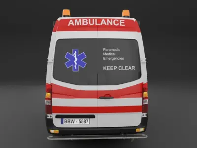 Ambulance Rigged Low-poly 3D model