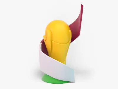 Trophy and Qatar Flag 3D model