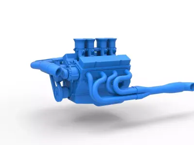 Engine V8 for Supermodified race car Version 3 Scale 1 to 25 3D print model
