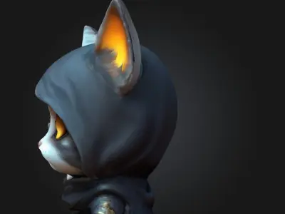 A Chibi Style Female Cat 3D Model Features Low-poly 3D model