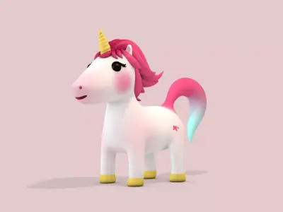 Cartoon Unicorn Red Hair Low-poly 3D model