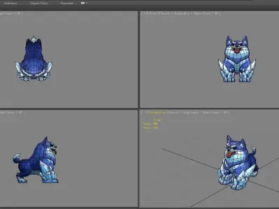 Cartoon Husky  - Ice Dog Low-poly 3D model