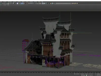 Chinese House 3D model Low-poly 3D model