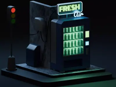Cyberpunk Fresh Air Vending Machine Low-poly 3D model