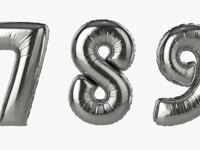 Foil air balloon numbers 03 3D model