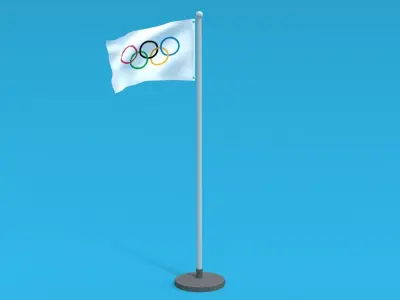 Low Poly Seamless Animated Olympic Flag Low-poly 3D model