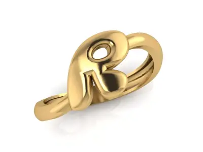 R alphabet bypass shell hallow ring 3D print model