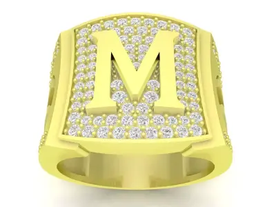 Luxury Letter M Ring 3D Model for Jewelry Casting 3826 3D print model
