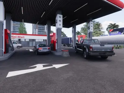 GAS STATION Low-poly 3D model