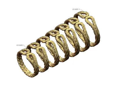 Faceted Twisted wire double loop band 3D print model