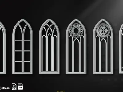 60 Gothic Window Vol1   Low-poly 3D model
