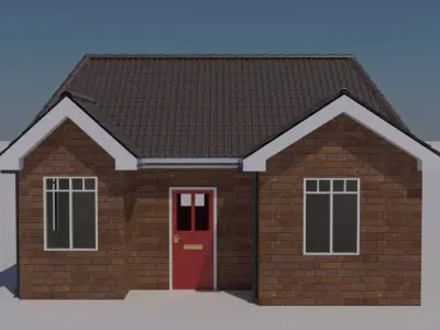 Bungalow house with doors and windows Free 3D model