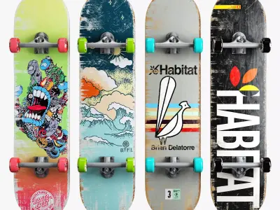 Skateboard set 004 3D model