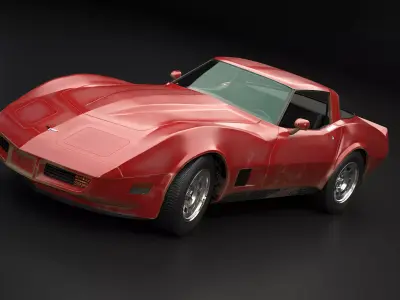 Chevrolet Corvette C3 1980-1982 Aged Low-poly 3D model