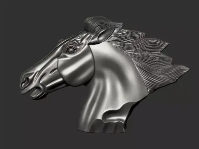Bas-relief of horse head 3D print model