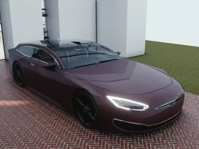 BLENDER EEVEE Brandless Sports GT shooting brake Low-poly 3D model