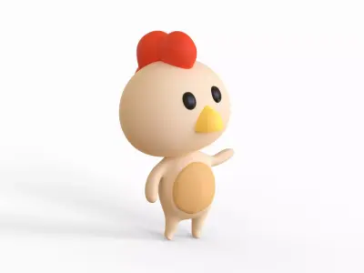 Little Funny Chicken Animated Low-poly 3D model