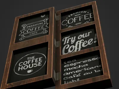 Wall Cafe Board 01 Low Poly Mobile Ready Low-poly 3D model