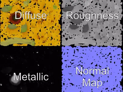 Golden Sunflower model pack Low-poly 3D model