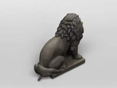 Regal Stone Lion Statue 3D Model 3D model