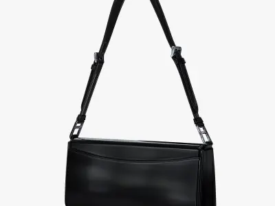 Prada Brushed Leather Femme Bag Black 3D model