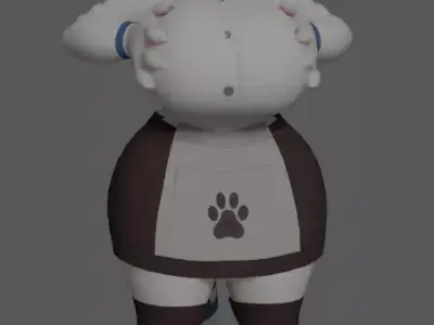 Kurimi female cat Low-poly 3D model