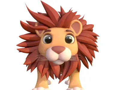 Stylized Toon Lion rigged 3D model