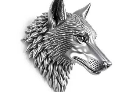 Silver Wolf Sculpture model pack Low-poly 3D model
