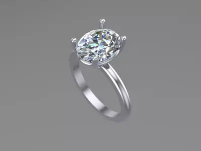 Oval Solitaire Ring Printable model 3dmodel  3D print model