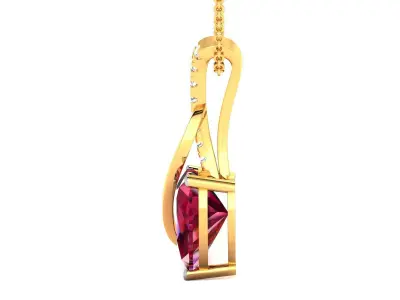 Solitaire Women Heart Pendant 3DM STL OBJ FBX Render Details 3D print model
