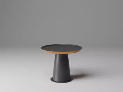 Modern Side Table 3D Model Black Cone Base with Copper Trim 3D model