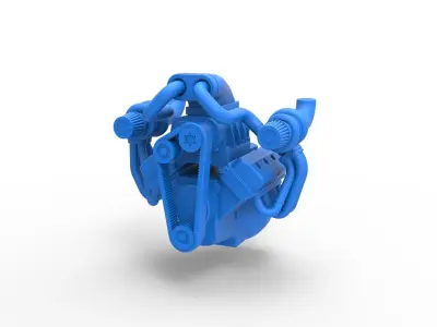 Twin turbo supercharged V8 Engine Version 3 Scale 1 to 25 3D print model