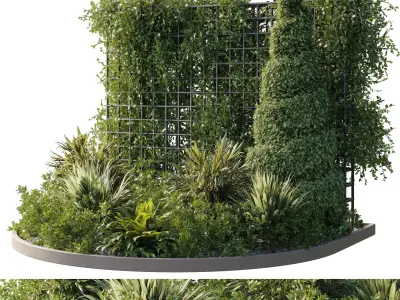 A Garden of Plants shrubs and palms - outdoor garden set 187 Low-poly 3D model