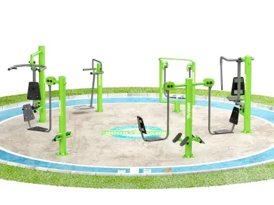 Park Gym Fitness Court 01 3D model