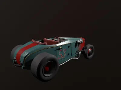 Hot rod Low-poly 3D model
