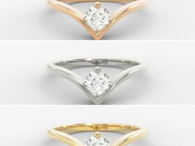 Engagement ring 3D print model 13